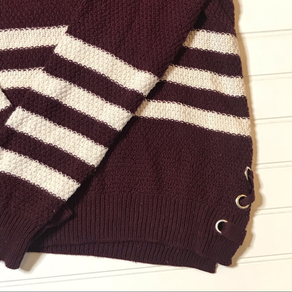 Burgundy Sweater Bundle S XS Pink Republic Lace Up + Cable Knit Cozy Fall Set - Picture 5 of 8